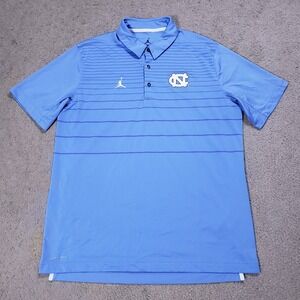Jordan North Carolina Tar Heels Polo Shirt Dri-Fit Mens Large Blue Golf Wicking